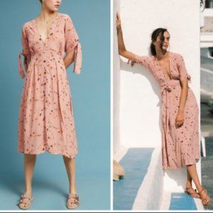 Faithfull the Brand Orange Pink Wrap Sundress